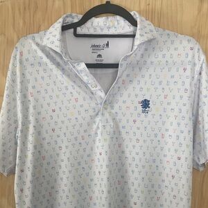 johnnie-O Men's White Polo with Colorful Drinks Design